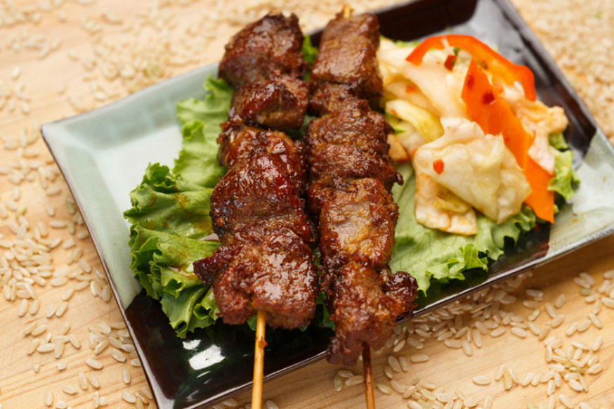 Grilled beef skewers